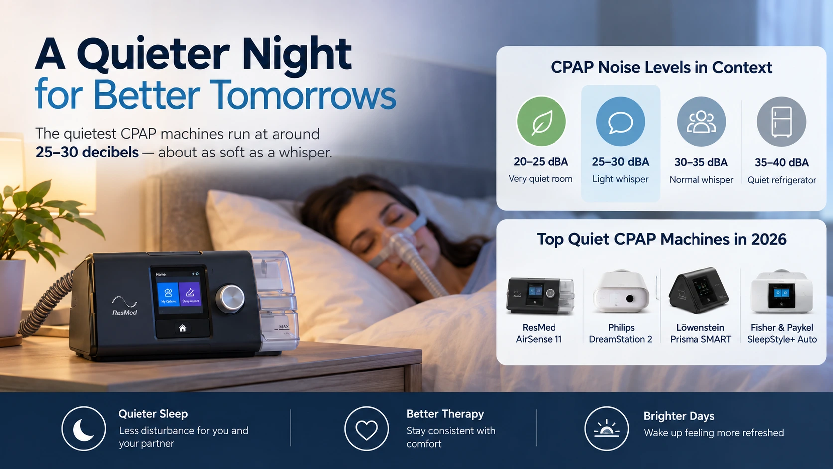 Quietest CPAP machines for light sleepers in 2026