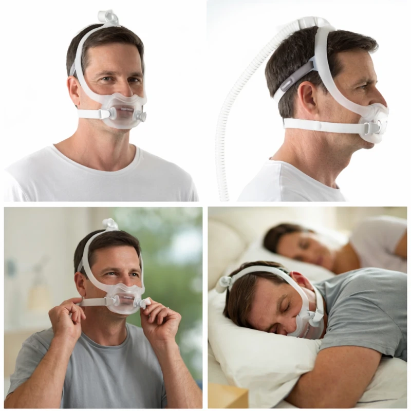 Philips DreamWear Full Face CPAP Mask Worn On Patient with Headgear