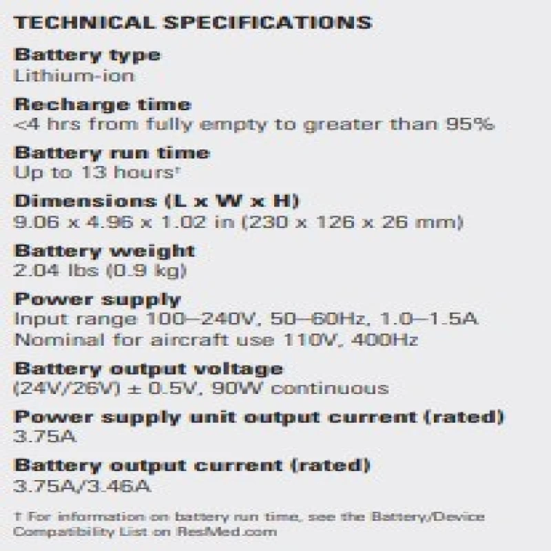 ResMed Power Station II CPAP backup battery