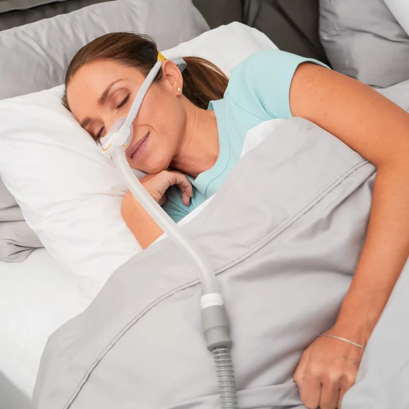 Solo nasal CPAP mask worn during sleep